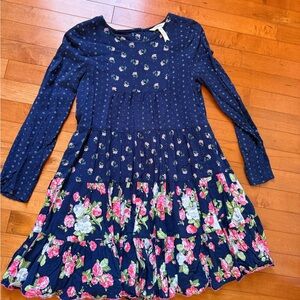 Matilda Jane Navy Floral Tiered Long Sleeve Dress